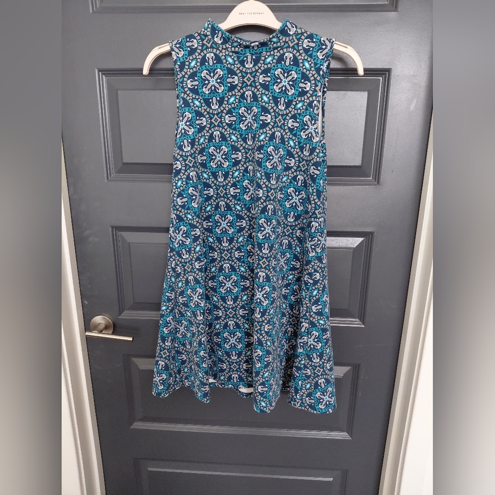🌟 All For Color Teal and White Patterned Mini Dress